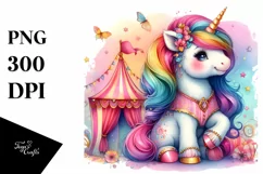 Colorful Baby Unicorn Circus PNG Product Image 3
