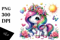 Cute Unicorn in Style PNG Product Image 1