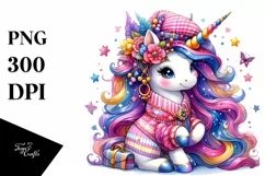 Cute Unicorn in Style PNG Product Image 1