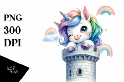 Cute Baby Unicorn Winking Sky-High Tower | Sublimation Product Image 3