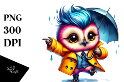 Dancing Owl with Raincoat, PNG Product Image 1