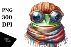 Whimsical Frog Portrait with Scarf and Sunglasses Product Image 1
