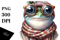 Whimsical Frog Portrait with Scarf and Sunglasses Product Image 1