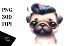 Expressive Watercolor Pug PNG Product Image 1