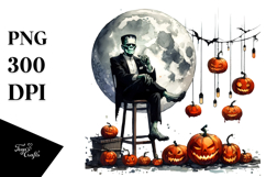 Frankenstein Moon with Pumpkins PNG Product Image 1