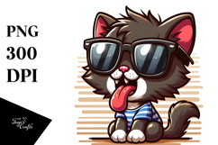 Dramatic Kitten with Sunglasses PNG Product Image 1