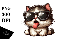 Silly Cartoon Kitten with Sunglasses, PNG Product Image 1