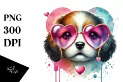 Puppy with Heart Sunglasses PNG Product Image 1