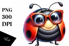 Vibrant Watercolor Funny Cute Ladybug Clipart Product Image 1