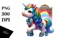 Colorful Baby Unicorn Broadway PNG Product Image 1