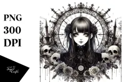 Watercolor Gothic Girl PNG Product Image 1