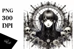 Watercolor Gothic Girl PNG Product Image 1