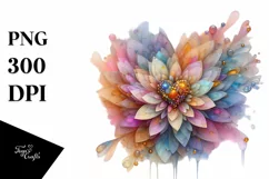 Shiny Chrysanthemum, Watercolor Splash PNG Product Image 1