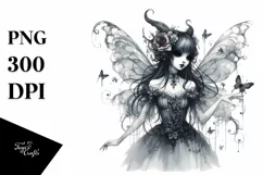 Gothic Fairy, White Background | Watercolor Clipart Product Image 1