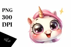 Expressive Funny Baby Face Unicorn PNG Product Image 1