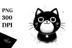 Funny Washed Watercolor Black Cat Image, Transparent PNG Product Image 1