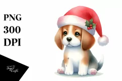 Cute Dog with Santa Hat, Summer PNG Product Image 1