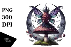 Gothic Fairy on Mushroom PNG Product Image 1
