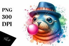Colorful Quirky Seal,Watercolor Clipart Product Image 3