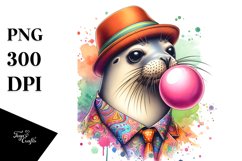 Colorful Quirky Seal,Watercolor Clipart Product Image 1