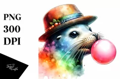 Colorful Quirky Seal,Watercolor Clipart Product Image 3