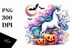 Vibrant Unicorn Halloween Scene | Clipart Product Image 3