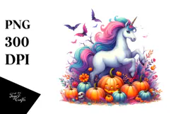 Vibrant Unicorn Halloween Scene | Clipart Product Image 1
