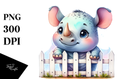 Cute Baby Rhino with Invisible Fence PNG Product Image 1