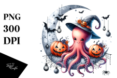 Octopus Dressed for Halloween, Transparent PNG Product Image 1