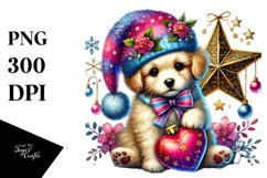 Adorned Puppy Holding Heart PNG Product Image 1