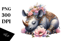 Whimsical Baby Rhino Sleeping PNG Product Image 1