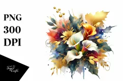 Vibrant Gold Foil Bouquet with Calla Lily | Clipart Product Image 3
