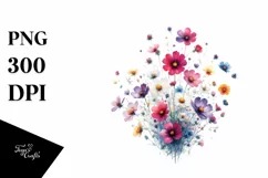 Vibrant Watercolor Wild Flowers | Sublimation | Clipart Product Image 1