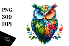 Vibrant Watercolor Owl PNG Product Image 1