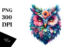 Vibrant Watercolor Owl with 3D Flowers, 20 oz Tumbler Product Image 1