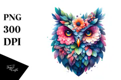 Vibrant Watercolor Owl with 3D Flowers, 20 oz Tumbler Product Image 1