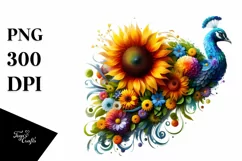 Abstract Watercolor Peacock, Transparent PNG Product Image 1