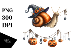 Snail Dressed for Halloween on Cloud PNG Product Image 1