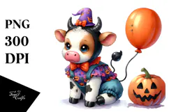 Vibrant Baby Cow Dressed for Halloween | Sublimation | Product Image 1