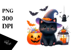 Colorful Baby Black Cat for Halloween | Sublimation | Product Image 1