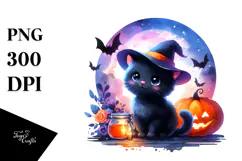 Colorful Baby Black Cat for Halloween | Sublimation | Product Image 1