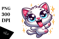 Goofy Dancing Kitten with Sparkling Eyes, Transparent PNG Product Image 1