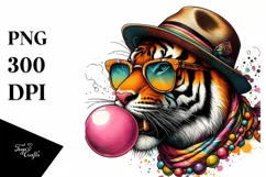 Tiger Portrait, Colored Artistic Style | Watercolor Clipart Product Image 1