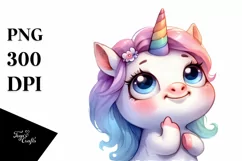 Expressive Funny Baby Face Unicorn PNG Product Image 3