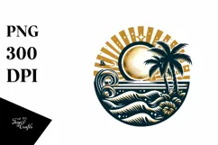 Vintage Seaside Sun,Summer Sticker Clipart Product Image 3