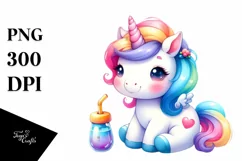 Vibrant Baby Unicorn Halloween Scene | Clipart Product Image 1