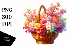 Colorful Basket Cherry Blossom | Sublimation | Clipart Product Image 3