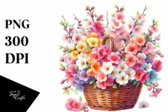 Colorful Basket Cherry Blossom | Sublimation | Clipart Product Image 3