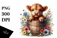 Cute Baby Highland Cow PNG Product Image 1