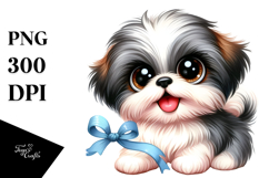 Watercolor Baby Cartoon Shih Tzu PNG Product Image 1